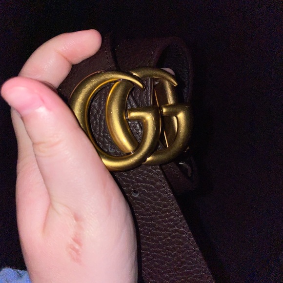 Authentic Gucci GG Marmont leather belt with shiny buckle - Picture 2 of 6